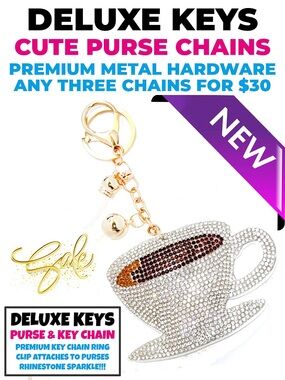 DeLuxe Keys Rhinestone Keychain/Purse Chain-Morning Latte